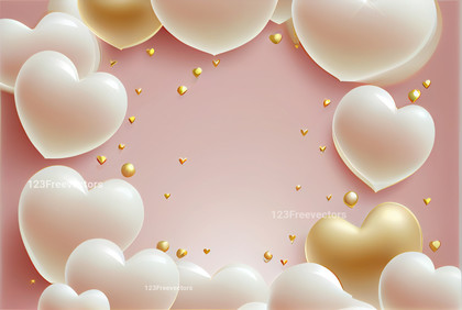 Valentines Day Background with 3D White Hearts