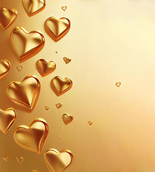 Gold Valentines Day Greetings White Background