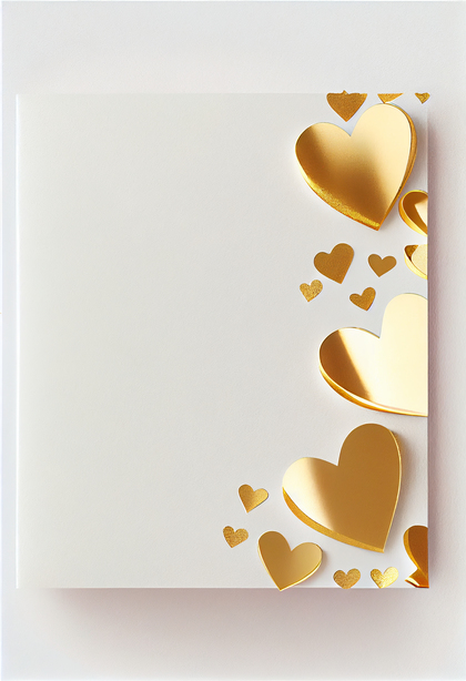 Gold Valentines Day Greetings White Background