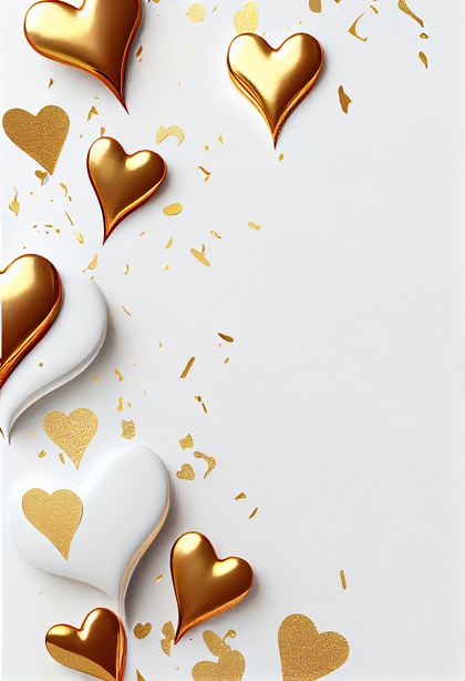 Gold Valentines Day Greetings White Background