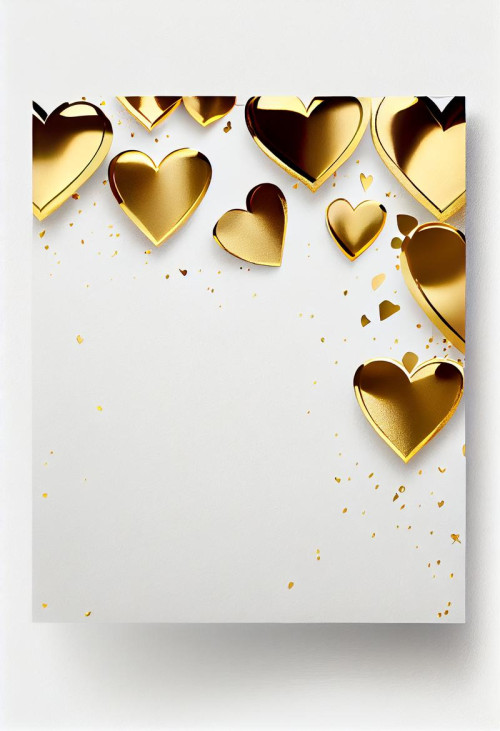 Gold Valentines Day Greetings White Background