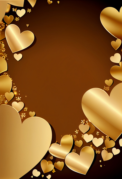 Golden Heart Valentine Day Background