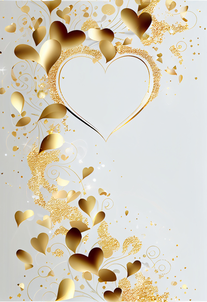 Gold Heart with White Background