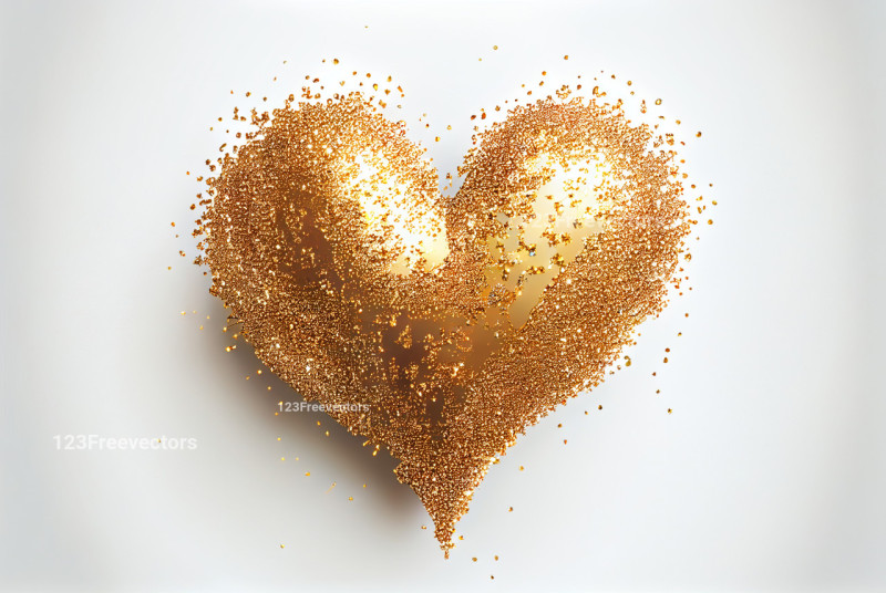 Golden Heart Shining Glittering Lights