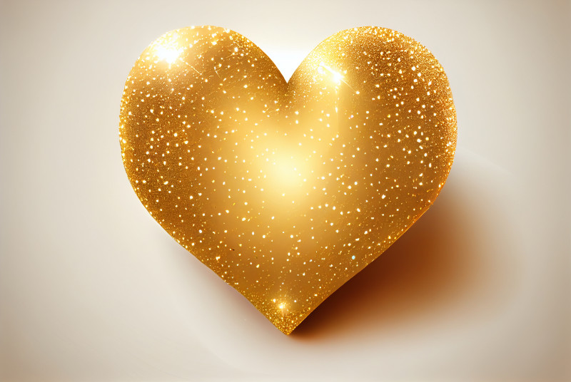 Golden Heart Shining Glittering Fairy Lights