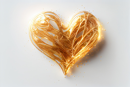 Golden Heart Shining Glittering Lights