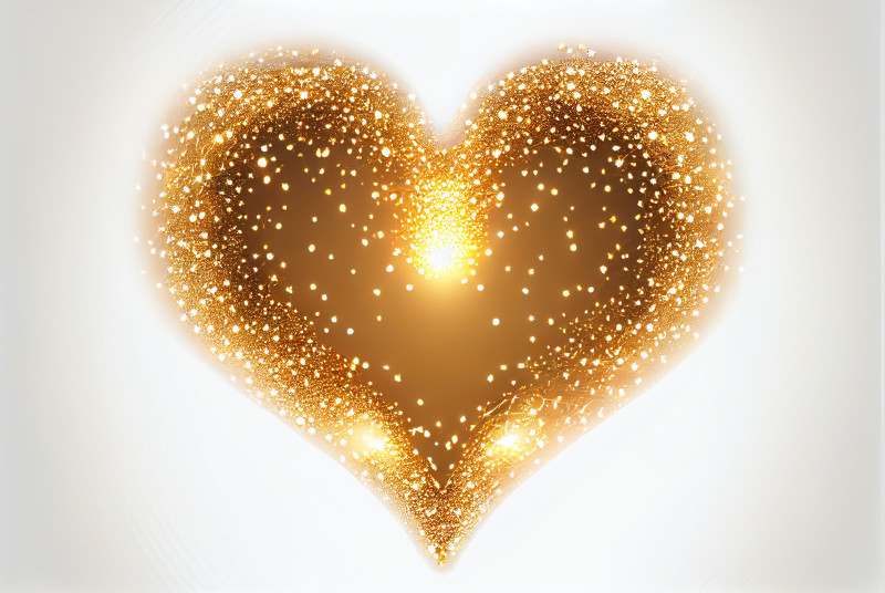 Golden Heart Shining Glittering Fairy Lights