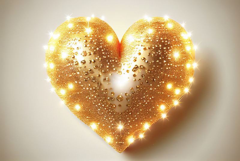Golden Heart Shining Glittering Fairy Lights