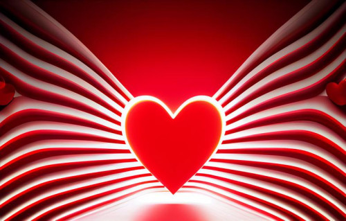 Valentines Day Greetings Neon Red White Background