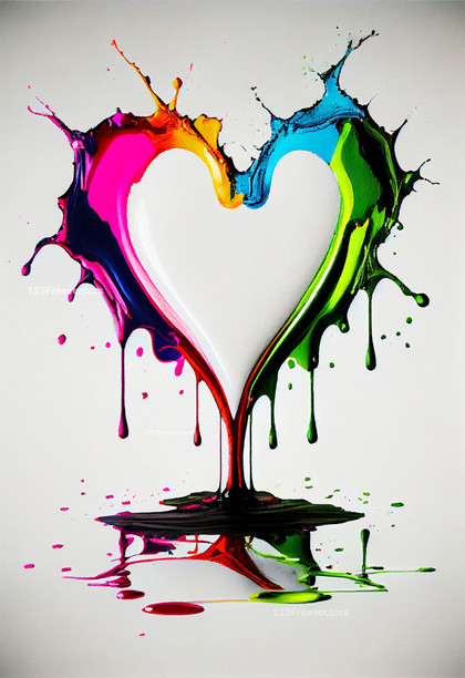 Colorful Paint Love Heart Shape