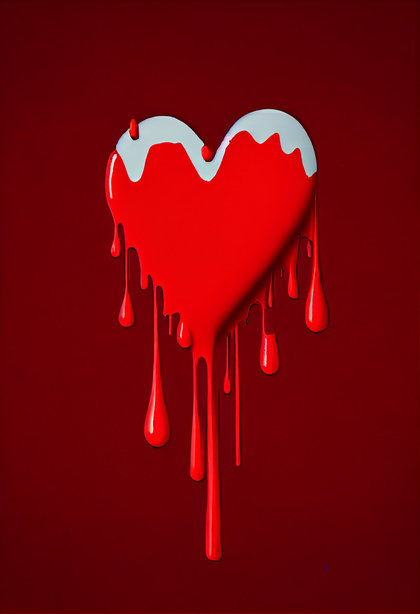 Heart Dripping Red Paint