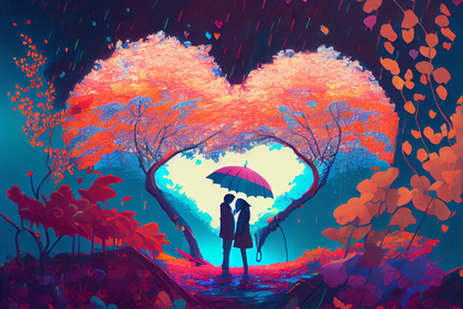Valentine Day Background Chaotic Painting Style