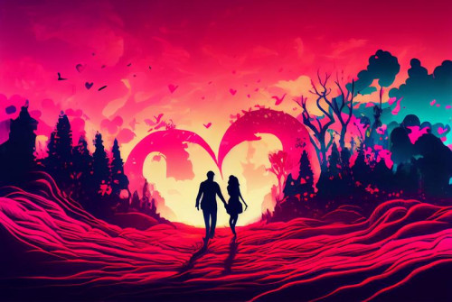Chaotic Painting Style Valentines Background