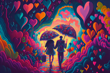Chaotic Painting Style Valentines Background