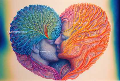 Abstract Heart Modern Couple Love Romantic