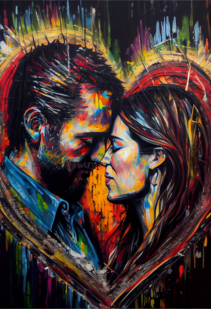 Loving Couple Abstract Painting