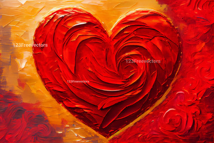 Valentines Love Heart Oil Painting
