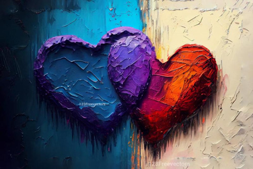 Valentines Oil Painting Heart Background
