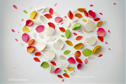 Exploded Color Paper Heart Shape White Background