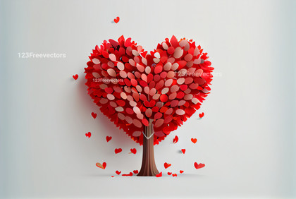 Red Heart Shaped Tree Valentine Background