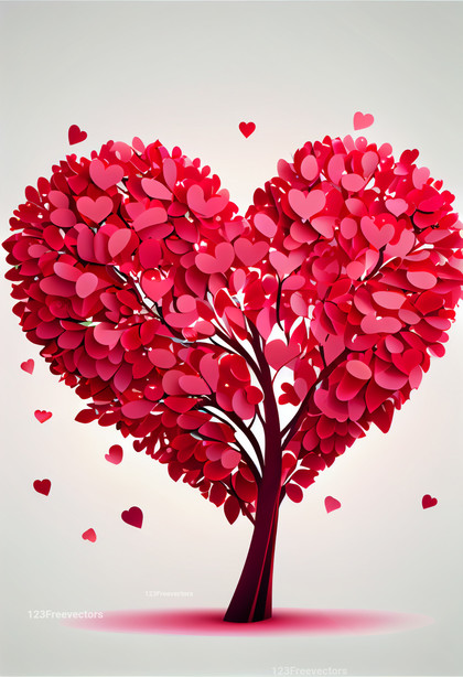 Red Heart Shaped Tree Valentine Background