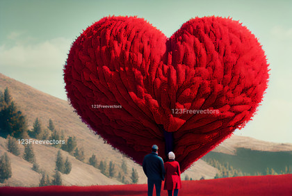 Couple Cuddling in Heart Shaped Tree