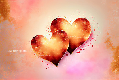 Valentines Background with Watercolor Golden Heart