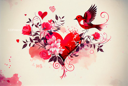 Valentines Day Heart Watercolor Background