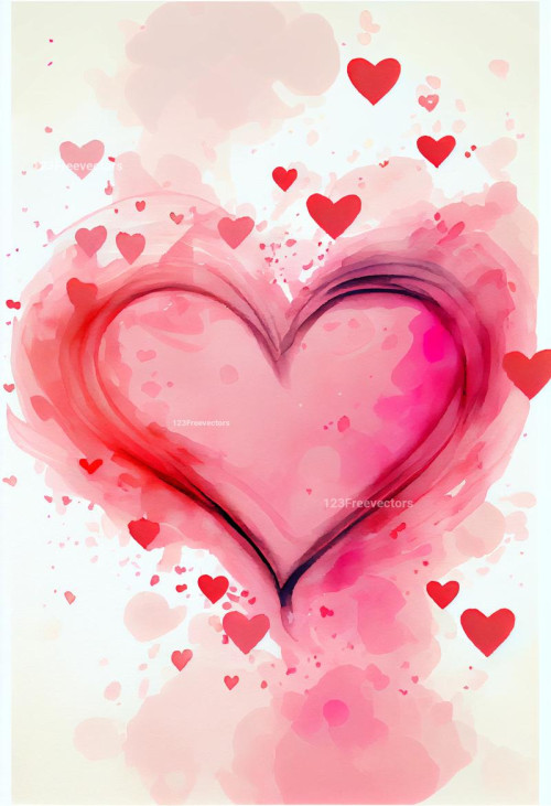 Valentines Day Heart Watercolor Background