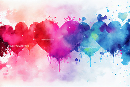 Valentine Heart Watercolor Background