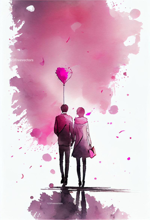 Valentines Day Watercolor Background
