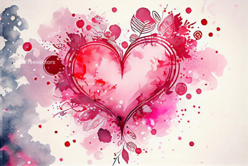 Valentines Day Heart Watercolor Background