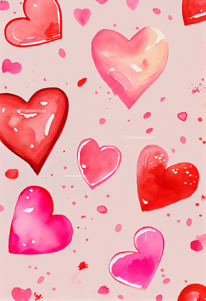 Valentines Day Heart Watercolor Background