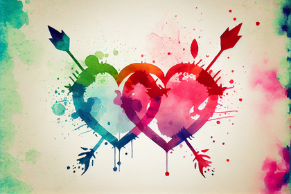 Heart and Arrows Watercolor