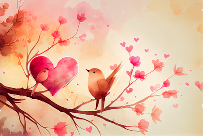 Valentine Heart Watercolor Background