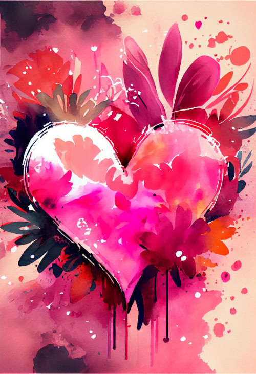 Valentine Heart Watercolor Background