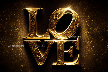 Word Love in Gold Glitter