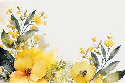 Free Watercolor Yellow Flower Card Background