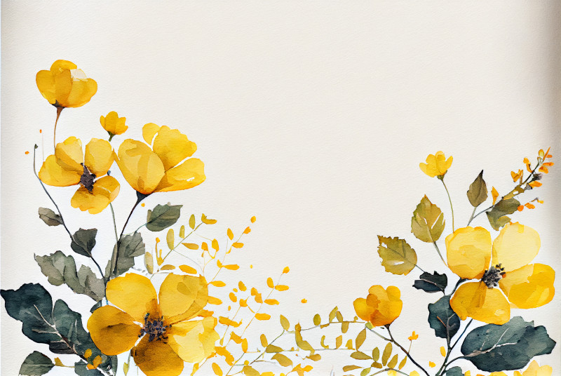 Watercolor Yellow Flower Card Background