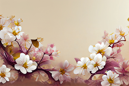 Blossom Flower on Beige Card Background