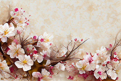 Blossom Flower on Beige Card Background