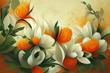 Orange and White Flower on Beige Card Background Image
