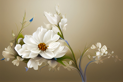 White Flower on Beige Background