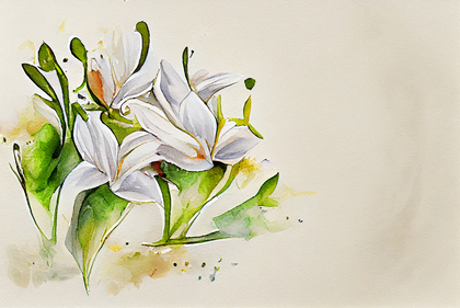 Watercolor Flowers on Beige Background Image