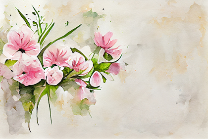 Watercolor Pink Flower on Beige Background Image