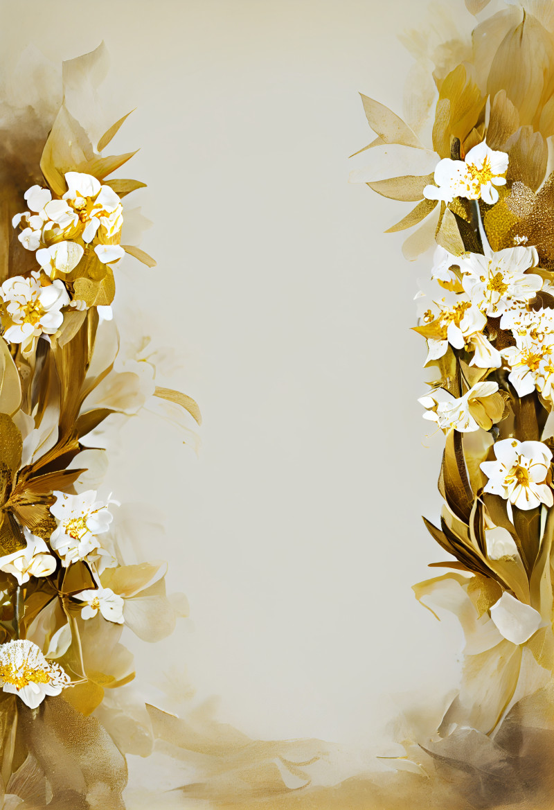 White and Gold Flower on Beige Card Background Image