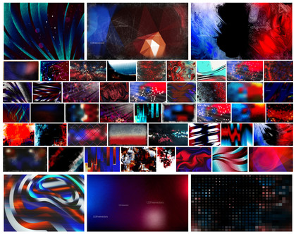 Vibrant Convergence: A Collection of Abstract Black Red and Blue Designs