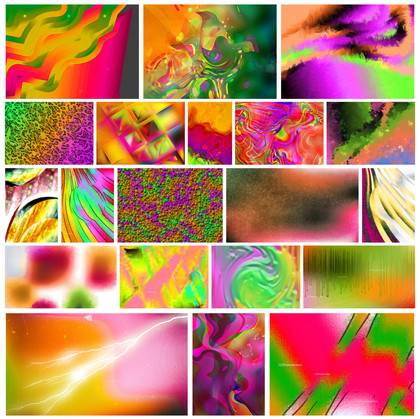 A Collection of Vibrant Green Orange and Pink Designs