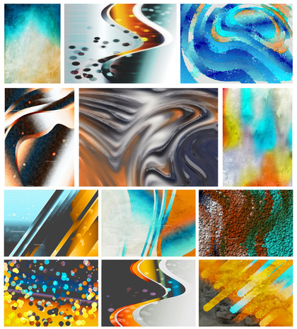 A Vibrant Collection of Orange Blue and Grey Designs