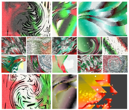 Vibrant Fusion: A Creative Collection of Red Green and Grey Design Backgrounds